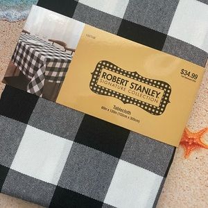 Black/White Buffalo Check Fabric Tablecloth